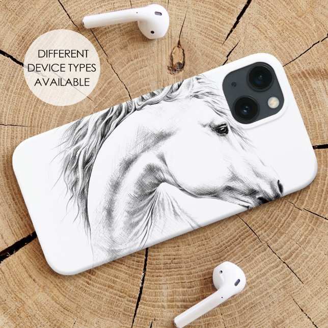Horse portrait pencil drawing Equestrian art Case-Mate iPhone Case (Creator Uploaded)