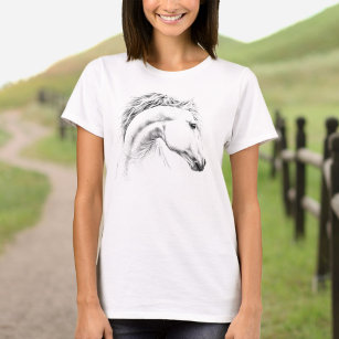Horse portrait pencil drawing Equestrian art T-Shirt
