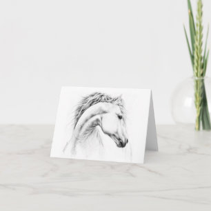 Horse portrait pencil drawing note card