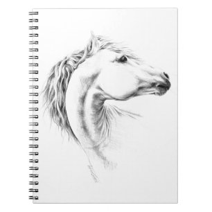 Horse portrait sketch drawing Equestrian art Spiral Notebook