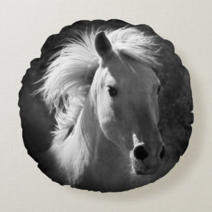 Horse Portrait V Round Cushion