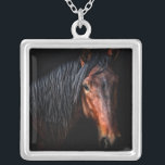Horse Portrait VII Silver Plated Necklace<br><div class="desc">Animals</div>