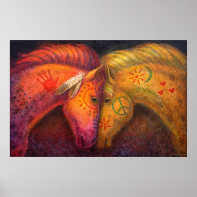 Horse Poster War Peace Horses Western Animal Art (Front)