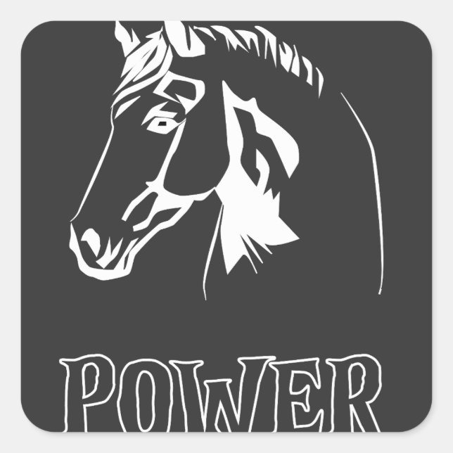 Horse Power Head Sign Square Sticker (Front)