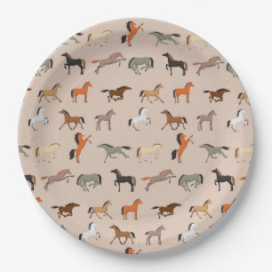 Horse Print Pattern, Boys Girls & Kids, Horse Gift Paper Plate