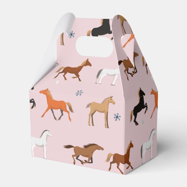 Horse Print Pattern, Women & Girls Kid, Cowgirl Favour Box (Front Side)