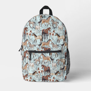 Horse Print Pretty Aqua Floral  Girl's Printed Backpack