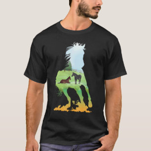 Horse Print with Landscape Horse Animal Horse T-Shirt