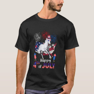 Horse Proud American Flag Fireworks Lover Happy 4t T-Shirt