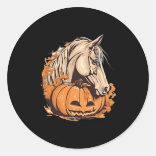Horse Pumpkin Halloween Costume Horseback Riding E Classic Round Sticker