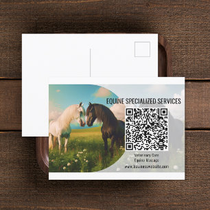 Horse QR Code Business Postcard