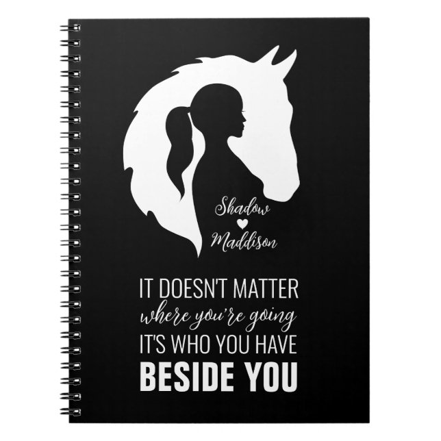 Horse quote horse and girl horse lover black notebook (Front)