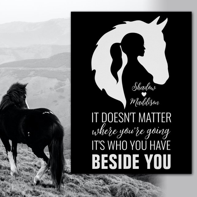 Horse quote horse and girl horse lover black poster (Creator Uploaded)