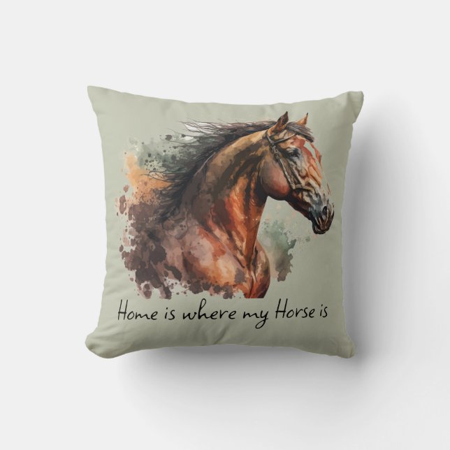 Horse Quote Watercolor Custom Photo Riding  Cushion (Front)