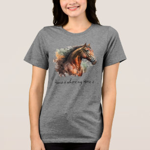 Horse Quote Watercolor Custom Photo Riding Tri-Blend Shirt