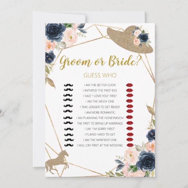 Horse Race Groom or Bride Bridal Shower Game  Invitation (Front)