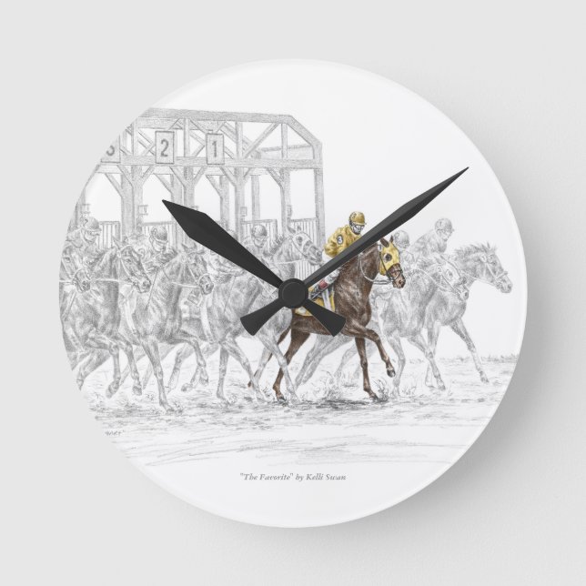 Horse Race Starting Gate Round Clock (Front)
