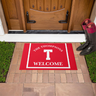 Horse Race Style Family Name Monogram Welcome Doormat