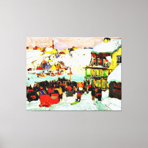 Horse Races in Winter, fine art painting, Canvas Print