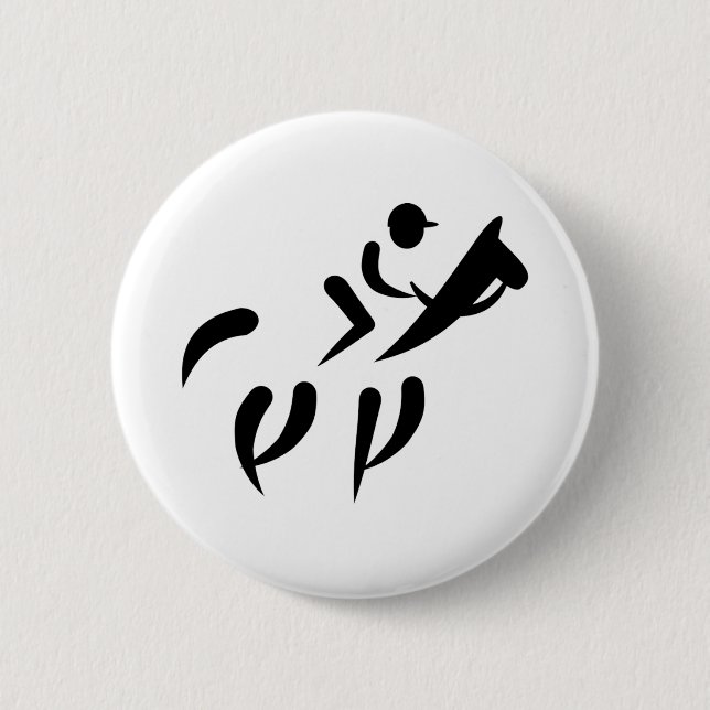 Horse racing 6 cm round badge (Front)
