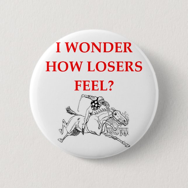 horse racing 6 cm round badge (Front)