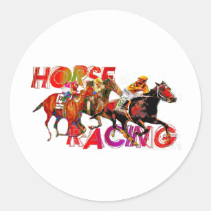 Horse Racing Action Classic Round Sticker