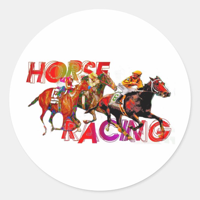 Horse Racing Action Classic Round Sticker (Front)