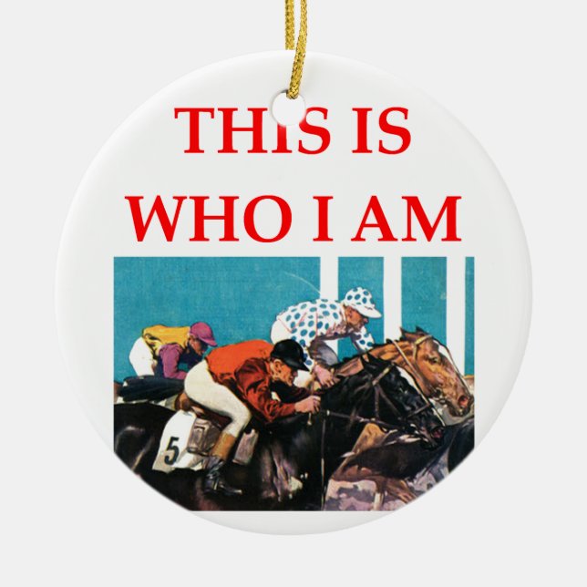 horse racing ceramic tree decoration (Front)