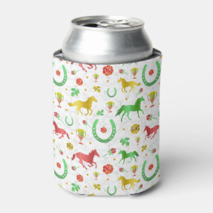 Horse Racing Derby Day Colourful Pattern + Can Cooler