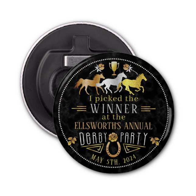 Horse Racing Derby Day Party Art Deco Winner Prize Bottle Opener (Front)