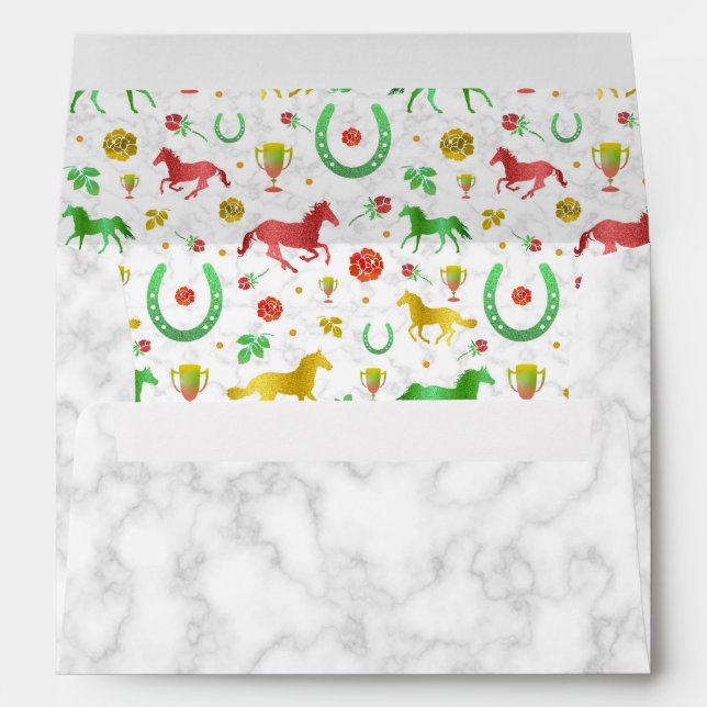 Horse Racing Derby Day Party Colourful Pattern Envelope (Back (Bottom))