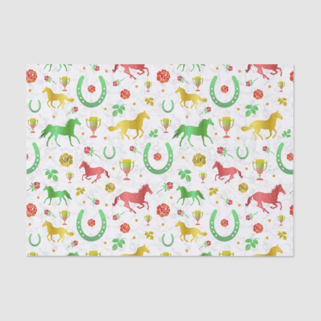 Horse Racing Derby Day Party Colourful Pattern Tissue Paper (Front)