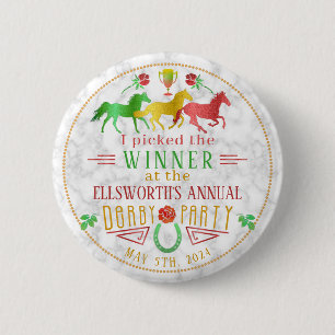 Horse Racing Derby Day Party Colourful Winner 6 Cm Round Badge