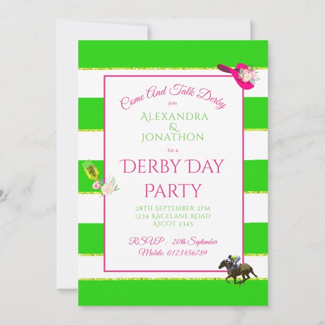 Horse Racing Derby Day Party Invitation (Back)