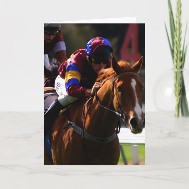 Horse Racing Greeting Card (Front)