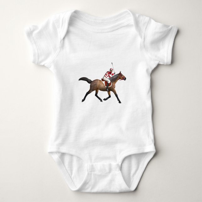Horse Racing Jockey and Horse Baby Bodysuit (Front)