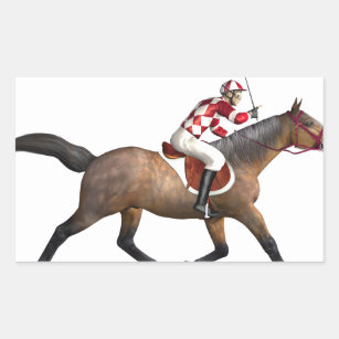 Horse Racing Jockey and Horse Rectangular Sticker