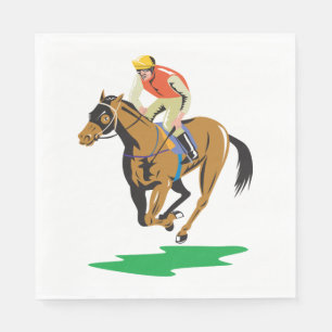 Horse Racing Jockey Galloping Napkin