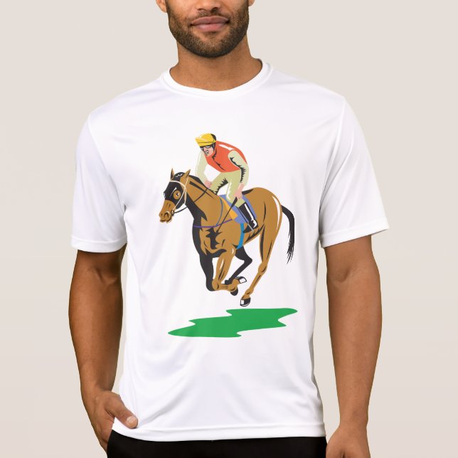 Horse Racing Jockey Galloping T-Shirt (Front)