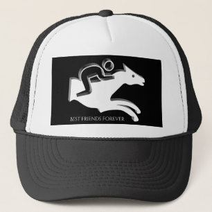 Horse Racing Jockey Riding White Horse Logo Trucker Hat