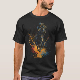 Horse Racing Jockey Silhouette Equestrian Sport De T-Shirt
