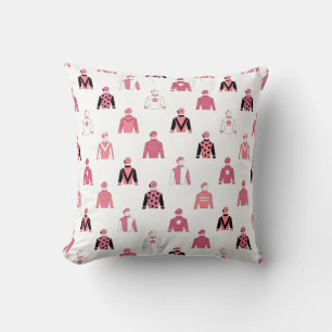 Horse Racing Jockey Silks Equestrian Pink White Cushion