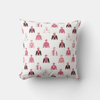 Horse Racing Jockey Silks Equestrian Pink White Cushion