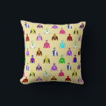 Horse Racing Jockey Silks Pattern on Beige Cushion<br><div class="desc">Stylish beige pillow printed with a pattern of colourful jockey silks. You can change the background colour yourself to suit your room decor. Just click CUSTOMISE.</div>