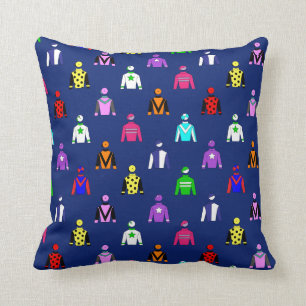 Horse Racing Jockey Silks Pattern on Navy Blue Cushion