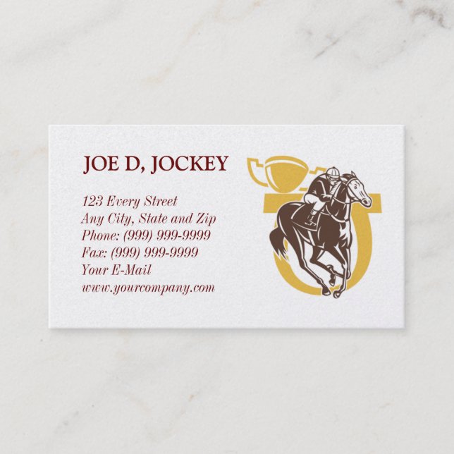 horse racing jockey trainer business card (Front)