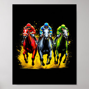 Horse racing outfit dynamic race scene derby poster