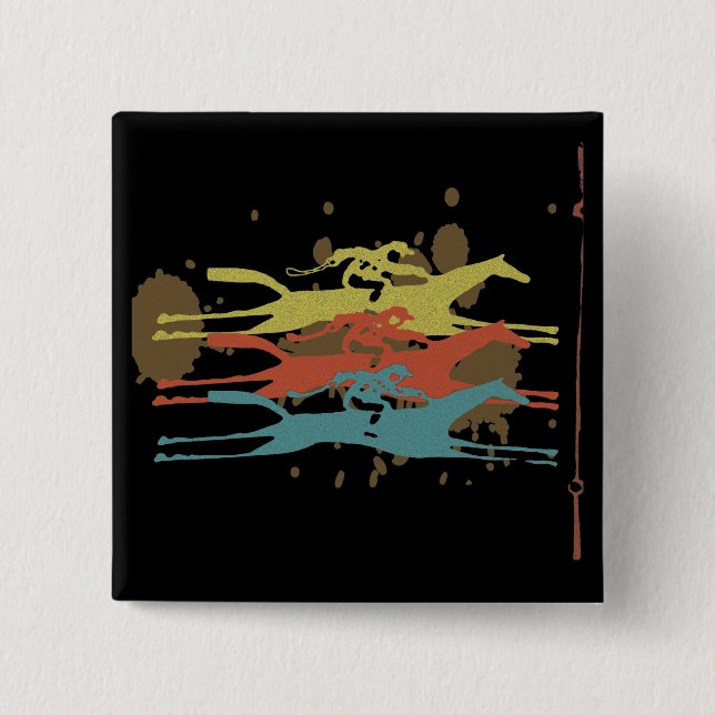 Horse Racing Party Favours 15 Cm Square Badge (Front)