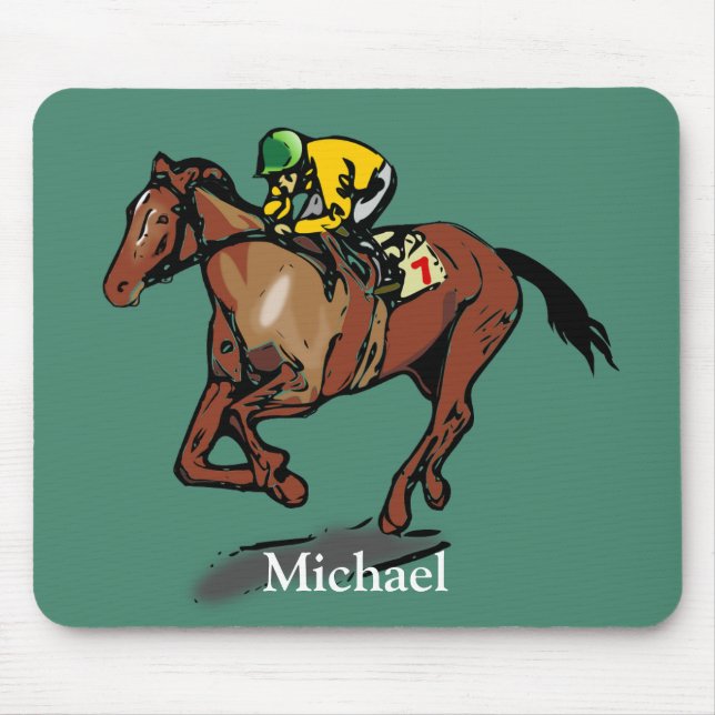 Horse Racing Personalised Mouse Pad (Front)