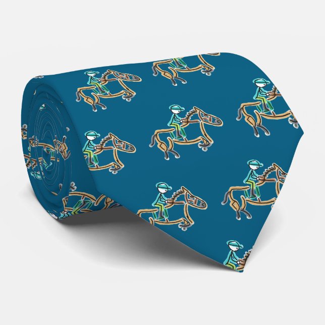 Horse Racing Stickman Tie (Rolled)